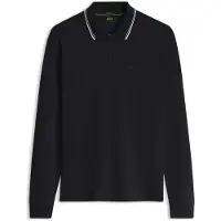 BOSS para homem. 50570010 Polo Plissé manga longa azul-marinho (S), Casual, Algodão, Manga comprida