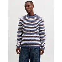 Jack & Jones Pullover 'JORSALAMANCO' safira / chocolate / branco