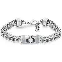 Brosway Pulseira de aço masculina Knocker BKC21 Distintiva