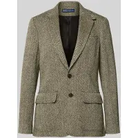 Ralph Lauren para mulher. 211891070002 Blazer com um só peito em espinha de peixe cinzento-verde (44), Casual, Cinza, Linho, Clássico