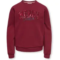 Kids Only GIRLS Sweatshirt 'KOGTWINKLE XMAS' safira / vermelho vinho