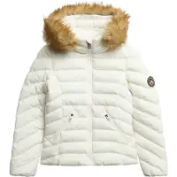 Superdry para mulher. W5012000A Casaco acolchoado de peles artificiais Fuji branco (M), Casual, Polister Reciclado, Sustentável