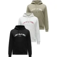 Jack & Jones Sweatshirt 'JJAVERY' cáqui / vermelho cereja / preto / esbranquiçado
