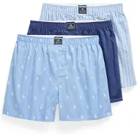 Ralph Lauren para homem. 714830273049 Conjunto de 3 cuecas boxer de algodão azul (M), Casual, Marinho