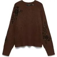 Vero Moda Pullover 'VMNEW FATIMA' castanho / preto