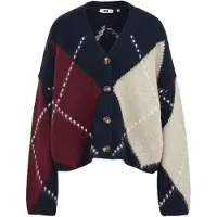 We fashion Casaco de malha oversized bege / azul escuro / vermelho escuro / branco