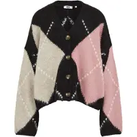 We fashion Casaco de malha bege / castanho escuro / cor-de-rosa / branco