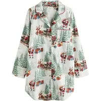 Next Camisola de pijama ecru / castanho / verde / vermelho