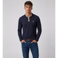 GUESS para homem. M6BP11K6203 Polo texturizado de manga comprida marinho (M), Casual, Poliéster