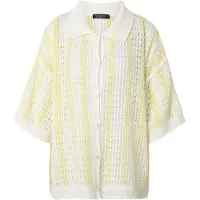 Estelou Casaco de malha amarelo pastel / branco