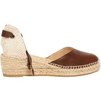 Alhamas Sapatos abertos atrás 'Alpargata' bege claro / castanho escuro