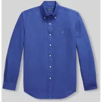 Ralph Lauren para homem. 710805564522 Camisa oxford tingida Custom Fit azul (XXL), Casual, Algodão, Manga comprida