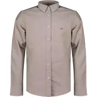 Gant para homem. 3000200 Camisa Oxford clássica Regular Fit taupe (S), Casual, Cinza, Algodão, Clássico, Manga comprida