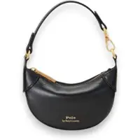 Ralph Lauren para mulher. 427938050001 Bolsa de couro meia-lua preta (OSFA), Preto, Casual, Pele