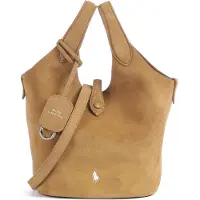 Ralph Lauren para mulher. 428P23820001 Bolsa tote transversal Polo Play de camurça bege (OSFA), Casual, Pele
