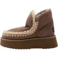 Mou para mulher. MU.FW681000A Botins em pele Mini Eskimo Platform castanho (36), Couro, Marrom, 8 a 10cm, Nenhum, Casual, Cinza, Taupe