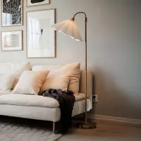 PR Home Candeeiro de pé Amy, dourado/branco, 1 lâmpada, altura 150 cm, E27