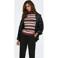 ONLY Pullover 'ONLKAROL' vermelho vinho / preto / branco