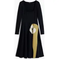 Desigual , Vestido evasê lírio, AlgodÃO, Preto, M