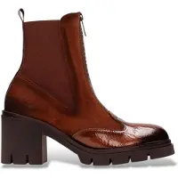 Hispanitas para mulher. HI254280 Botins de Couro Zurich castanho (37), Marrom, 5 a 8cm, Zíper, Casual