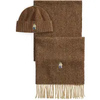 Ralph Lauren para homem. 449P20309001 Conjunto presente Urso castanho mesclado (OSFA), Marrom, Lã, Clássico