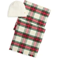 Ralph Lauren para mulher. 454P23529002 Conjunto de cachecol e gorro de tricô vermelho (OSFA), Bege, Lã, Clássico