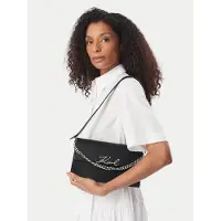 Karl Lagerfeld para mulher. B4W30064 Bolsa Signature Flap preta (OSFA), Preto, Casual, Clássico, Pele