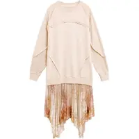 Desigual , vestido midi de moletom combinado, Mulher, Branco, XS