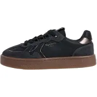 Pepe Jeans para mulher. PLS000042 Sapatilhas de pele Maya Contour pretas (40), Couro, Preto, Plano, Cordão, Casual