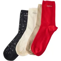 HUGO Meias creme / bege escuro / vermelho / preto