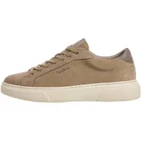 Pepe Jeans para homem. PMS000068 Sapatilhas de pele Colins Basic bege (45), Plano, Serraje, Cordão, Casual