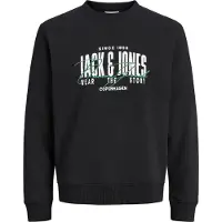 Jack & Jones Sweatshirt 'JJAero' verde escuro / preto / branco