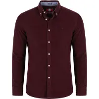 Superdry para homem. M4011044A Camisa Classic Needle bordô (M), Casual, Algodão, Clássico, Manga comprida, Borgonha