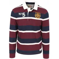 Superdry para homem. M1110483A Polo rugby Double Emblem Stripe Rugby grená (XXL), Casual, Algodão, Manga comprida