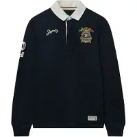 Superdry para homem. M6010969A Polo rugby Double Emblem marinho (M), Casual, Algodão, Clássico, Manga comprida
