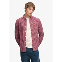 Superdry para homem. M4011196A Camisa Preppy Poplin vermelha (L), Vermelho, Casual, Algodão, Manga comprida