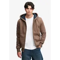 Superdry para homem. M2014583A Moletom com capuz e zíper Borg Lined marrom (S), Casual, Algodão