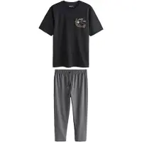 Next Pijama comprido 'Halloween' amarelo / cinzento / preto / branco
