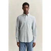 Gant para homem. 3000230 Camisa Oxford Regular Fit riscas verde (S), Casual, Algodão, Clássico, Manga comprida