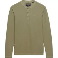 Superdry para homem. M6010975A Camiseta Henley Waffle cáqui (M), Casual, Verde, Algodão, Manga comprida