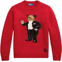 Ralph Lauren para homem. 710B28797001 Suéter com Urso Martini vermelho (S), Casual, Lã
