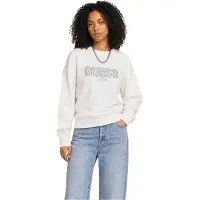 GUESS para mulher. W6YR30Z0978 Camisola Madeline Logo Manga Comprida branco creme (S), Casual, Viscoso