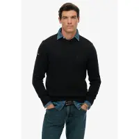 Superdry para homem. M6110717A Suéter Preppy preto (M), Casual, Algodão