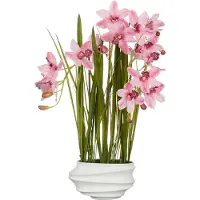 Mica Decorations Planta Artificial Cymbidium Orquidea Barco Rosa
