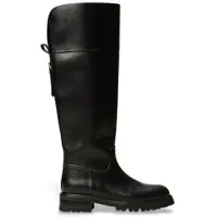 Twinset para mulher. 262TGT140 Botas altas de pele com correia preta (41), Couro, Preto, 3 a 5cm, Nenhum, Casual