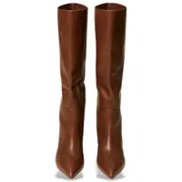Twinset para mulher. 262TGT052 Botas altas de pele marrom (36), Couro, 5 a 8cm, Nenhum, Casual