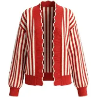 Imily Bela Casaco de malha vermelho / branco