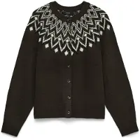 Vero Moda Casaco de malha 'VMKarla' chocolate / branco