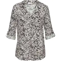 LASCANA Blusa creme / cinzento escuro / preto