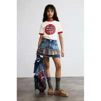 Desigual Saia azul ganga / azul claro / vermelho / preto